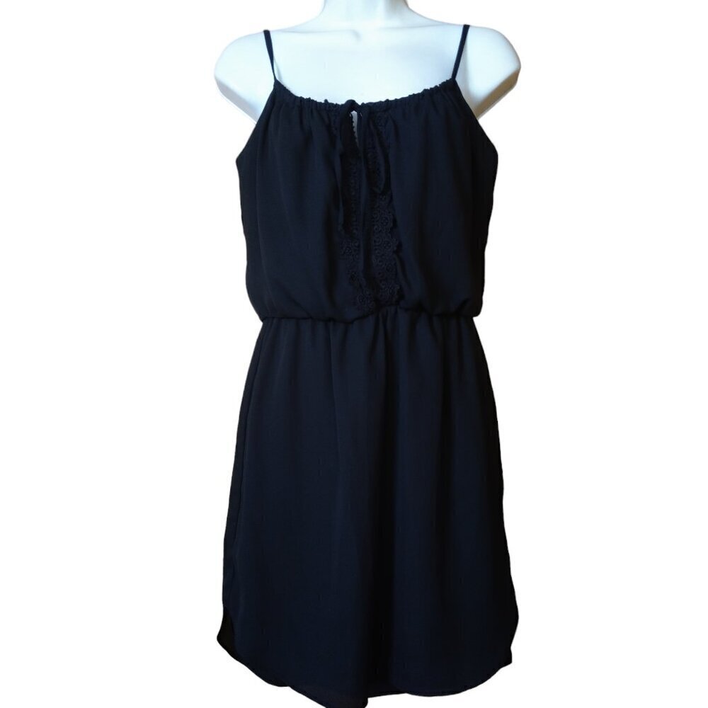 B. Darlin Juniors Size 3/4 Black Spaghetti Strap Mini Dress Elastic Waist